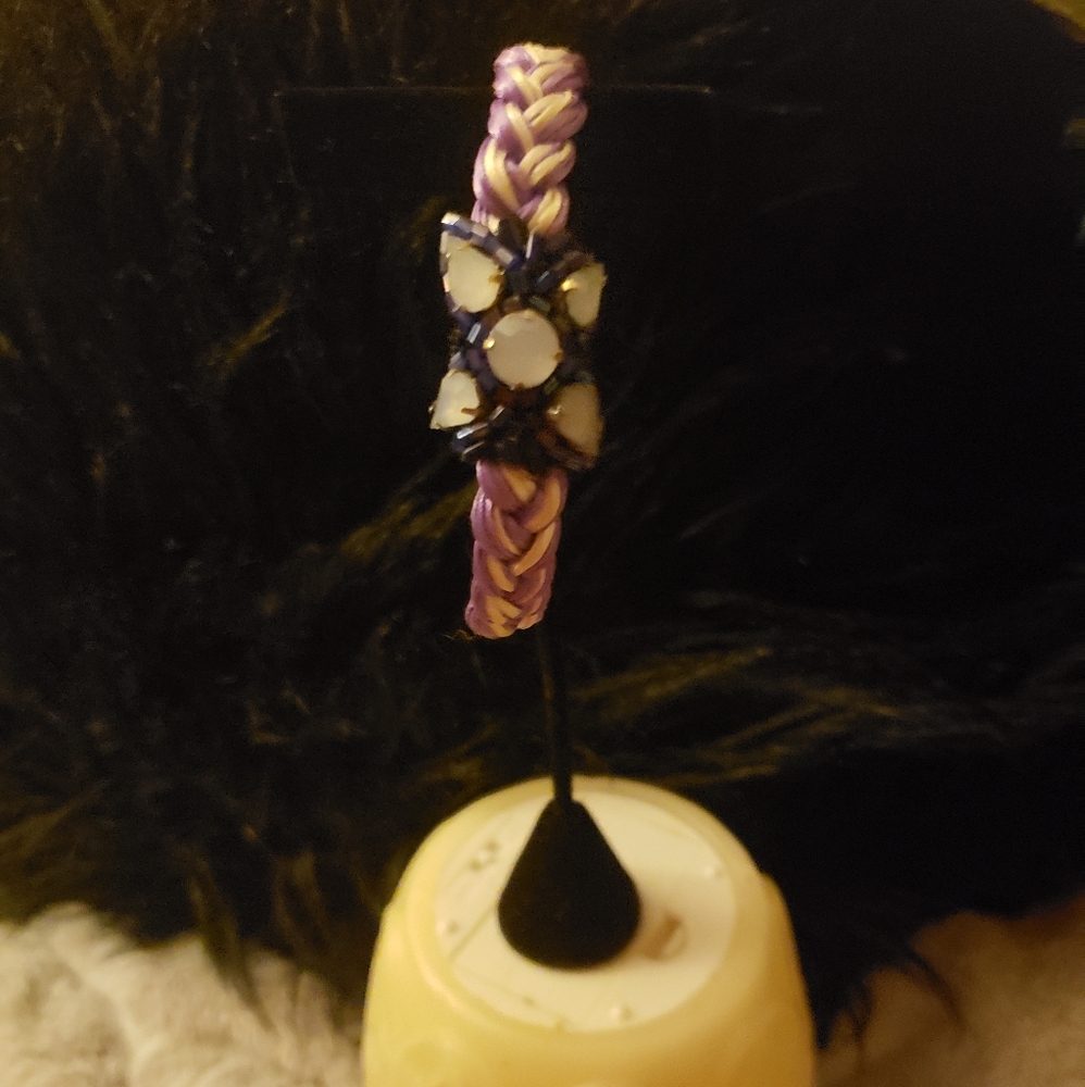 Handmade purple and lite purple braided rope bracelet